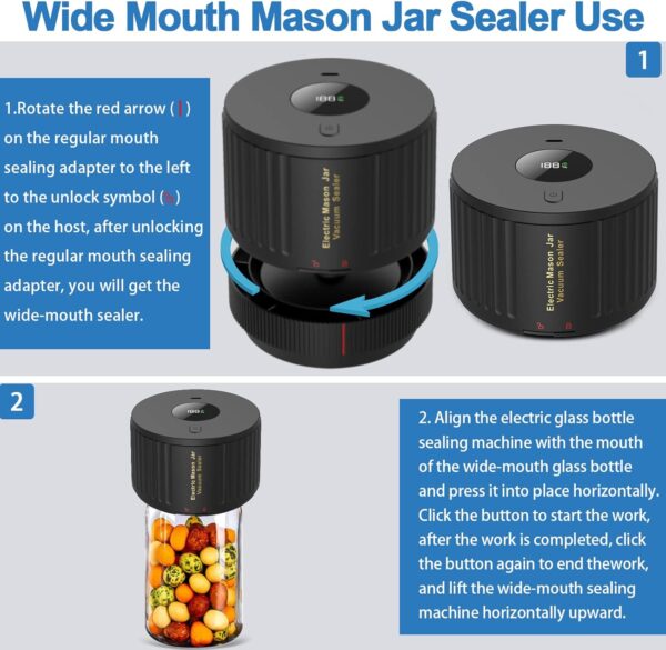 Electric Mason Jar Vacuum Sealer Kit for Wide and Regular Mouth Jars - Love Moment - Image 4