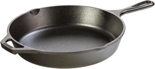 Lodge 10.25 Inch Pre Seasoned Cast Iron Skillet with Signature Teardrop Handle Ideal for Oven Stove Grill or Campfire Black