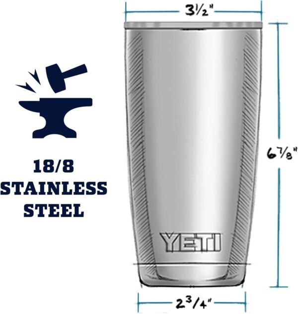 YETI Rambler 20 Ounce Stainless Steel Vacuum Insulated Tumbler with MagSlider Lid - Image 6